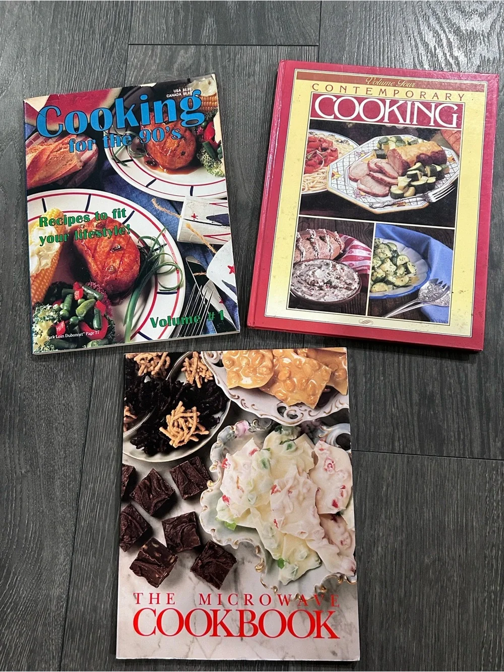 Lot 3 Vintage Cookbooks Cooking For The 90’s Contemporary Cooking Microwave